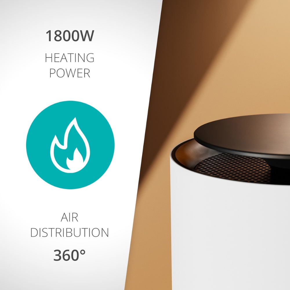 Duux Threesixty 2 Smart PTC Ceramic Fan Heater 800-1800 Watts White 360 Air Distribution - Aerify