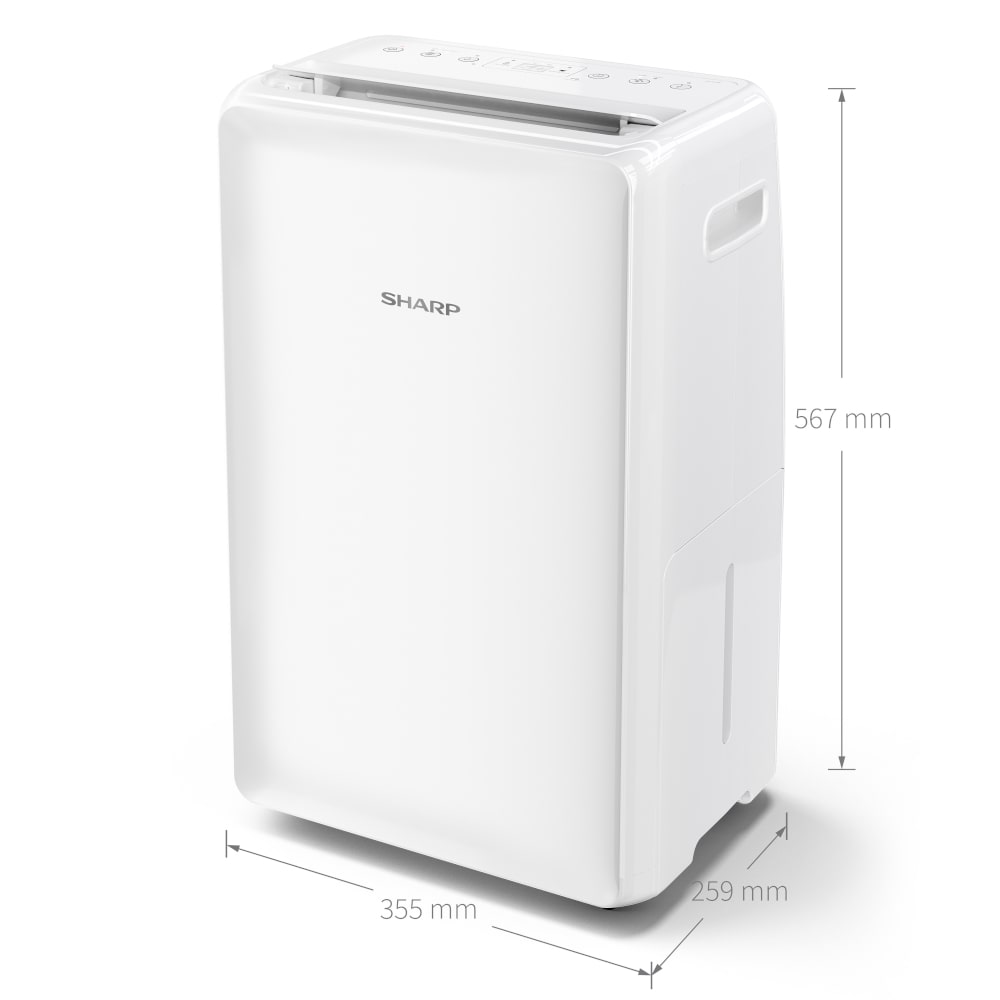 Sharp UD-P20U-W Air Dehumidifier Refrigerant 20LDay Dimentions - Aerify