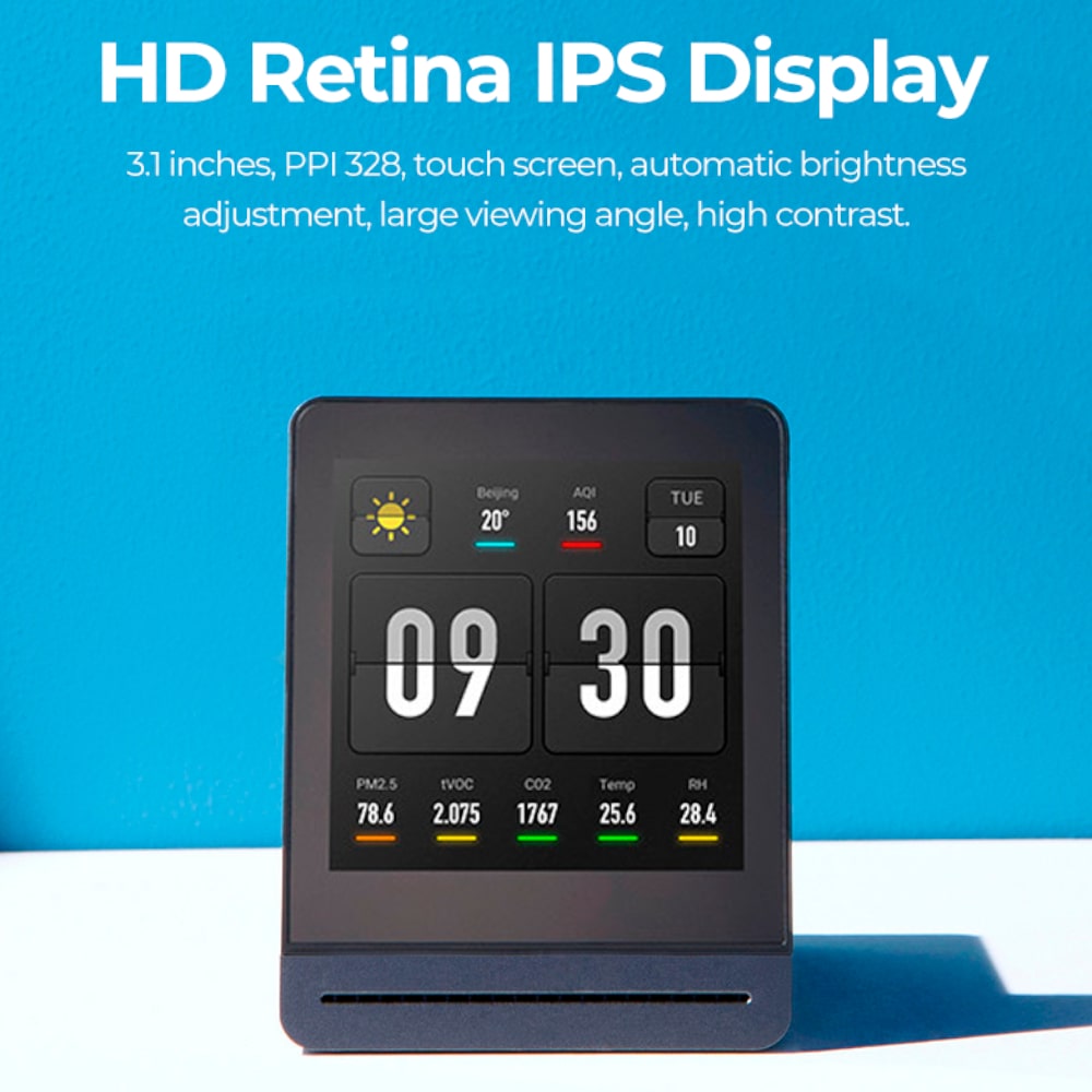 Smart Air QP Pro 5-In-1 Air Quality Monitor HD Retina Display - Aerify