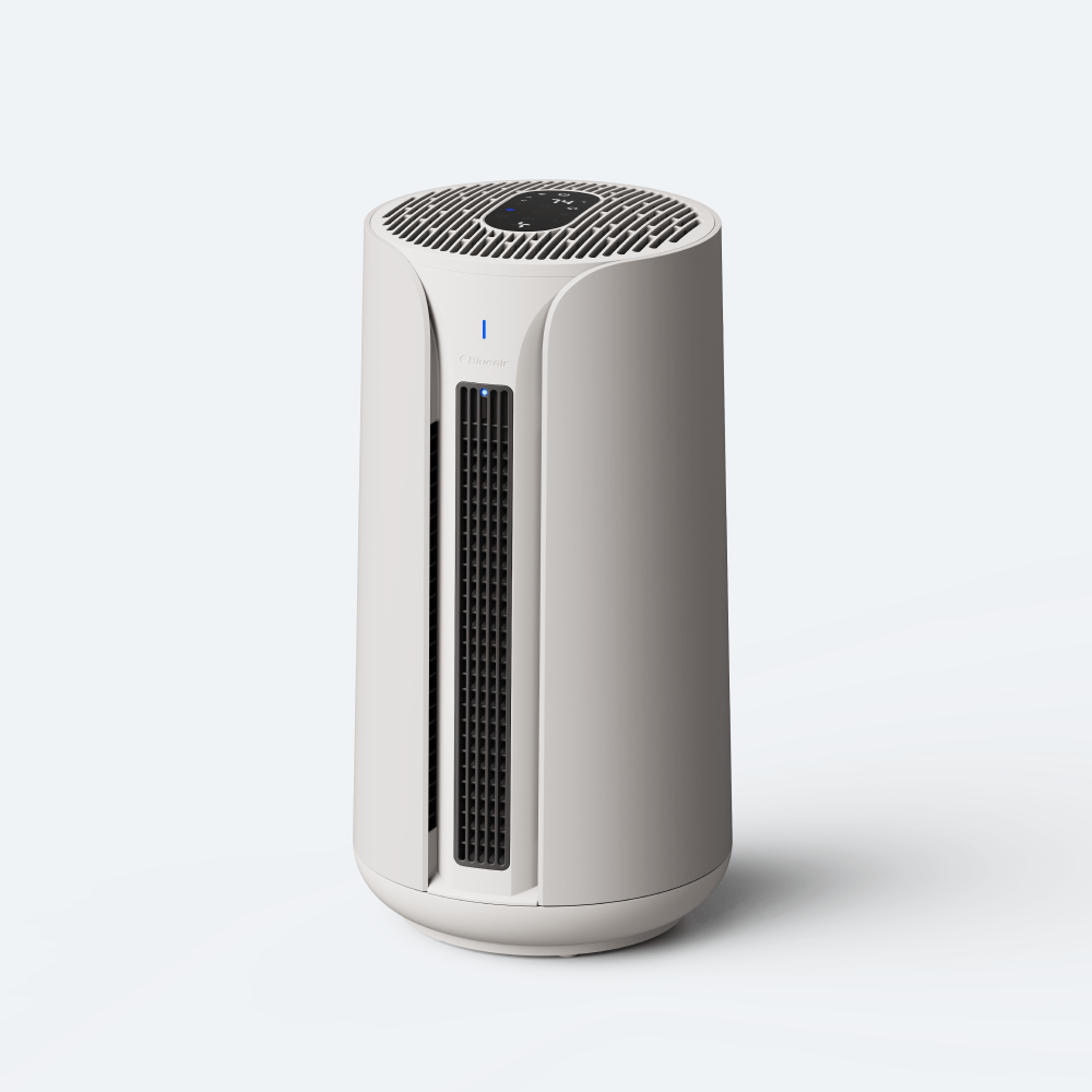 White air purifier on a light gray background
