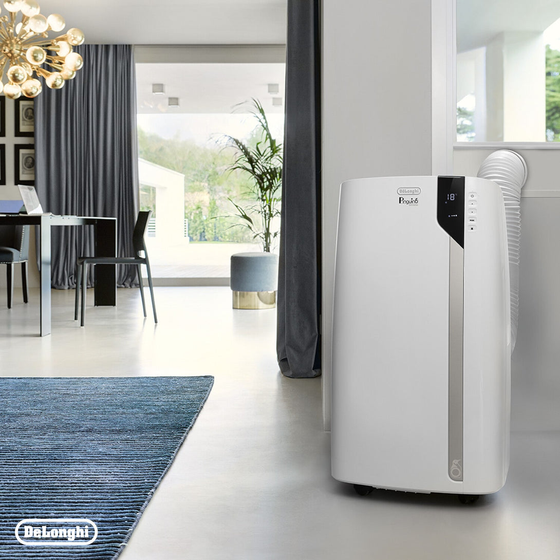 De'Longhi Pinguino EX93 Portable Air Conditioner & Dehumidifier on the Floor - Aerify