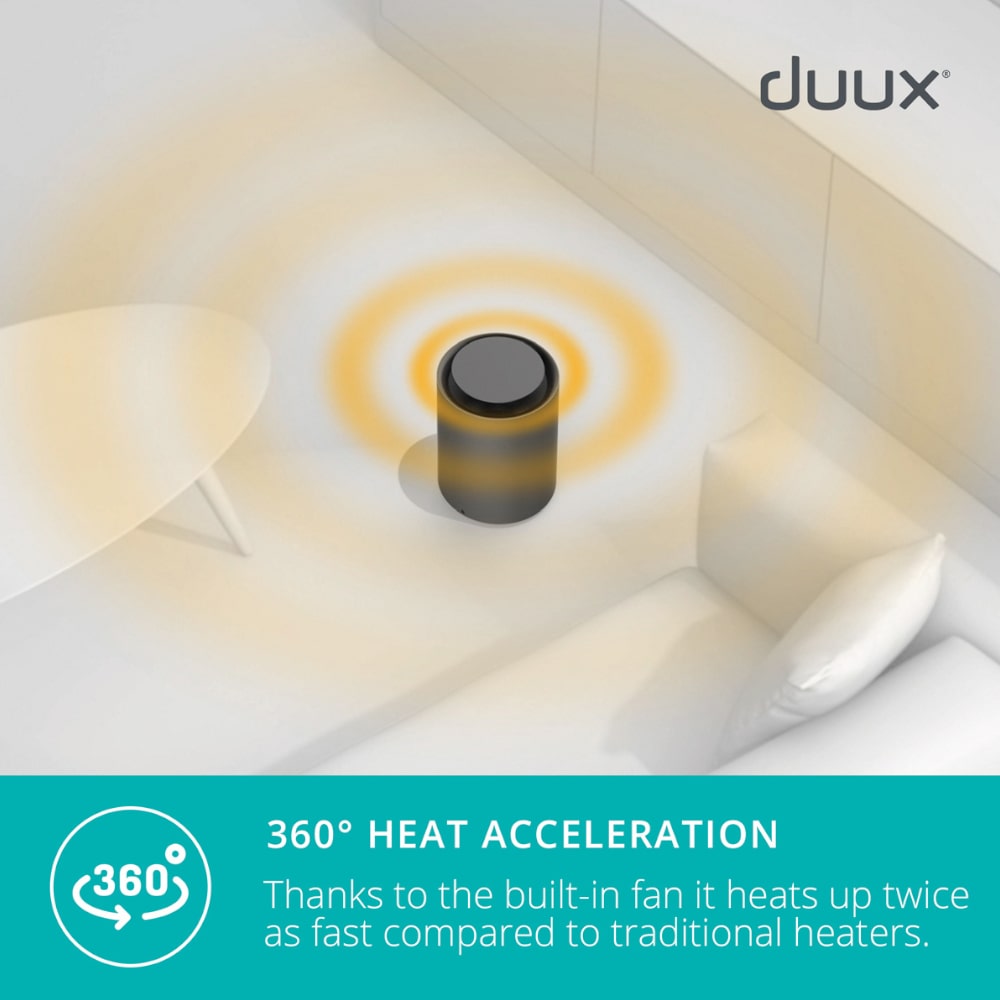 Duux Threesixty 2 Smart PTC Ceramic Fan Heater 800-1800 Watts White 360 Heat Acceleration - Aerify
