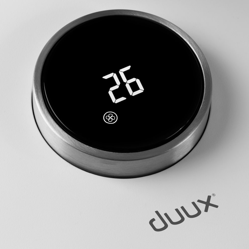 Duux Whisper Flex Smart Pedestal & Table Fan White Control Dial Zoomed In - Aerify