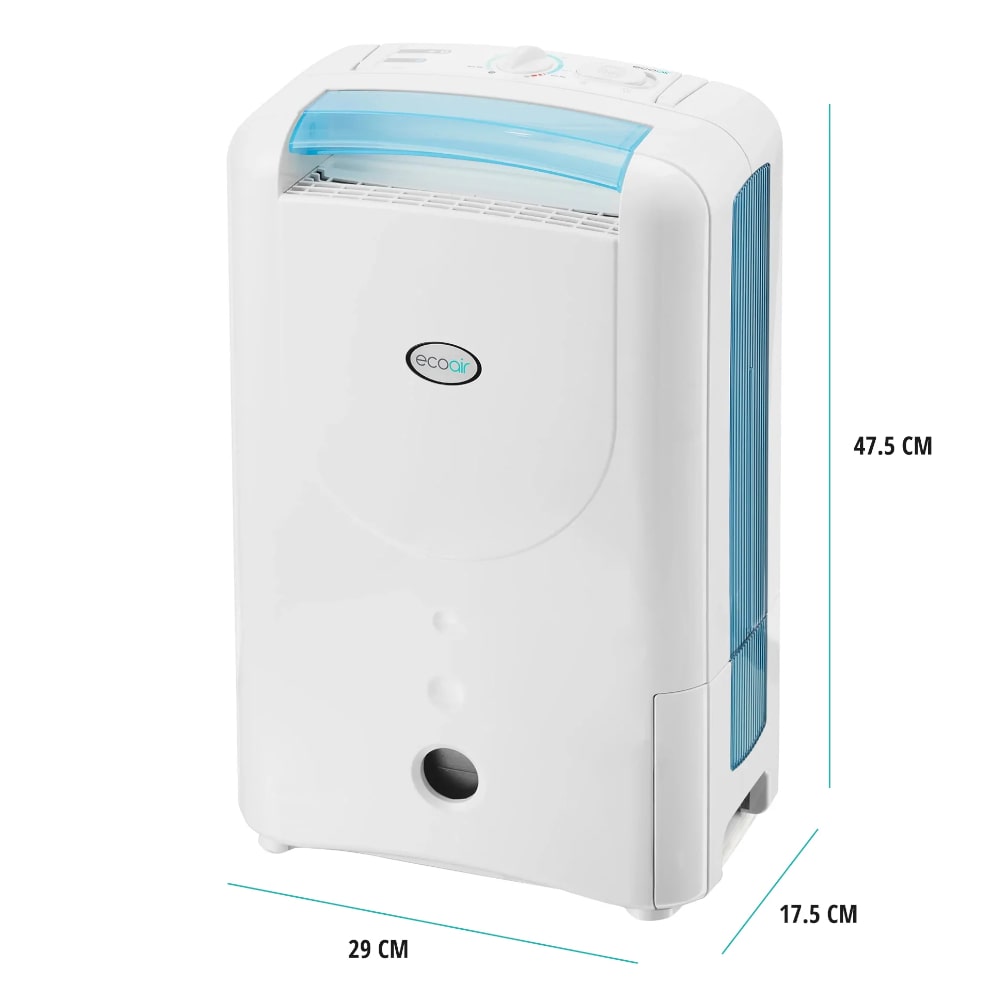 EcoAir DD1 Simple MK3 Air Dehumidifier Desiccant 7.5LDay Blue Dimentions - Aerify