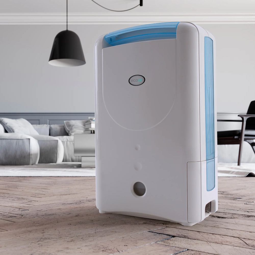 EcoAir DD1 Simple MK3 Air Dehumidifier Desiccant 7.5LDay Blue in Living Room - Aerify