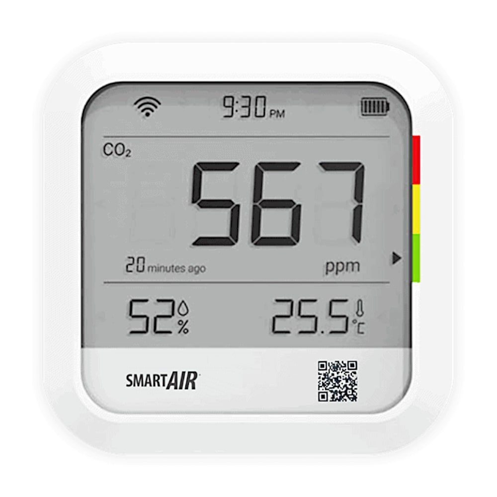 Smart Air 3-in-1 CO₂, Relative Humidity, and Temperature Monitor Front - Aerify