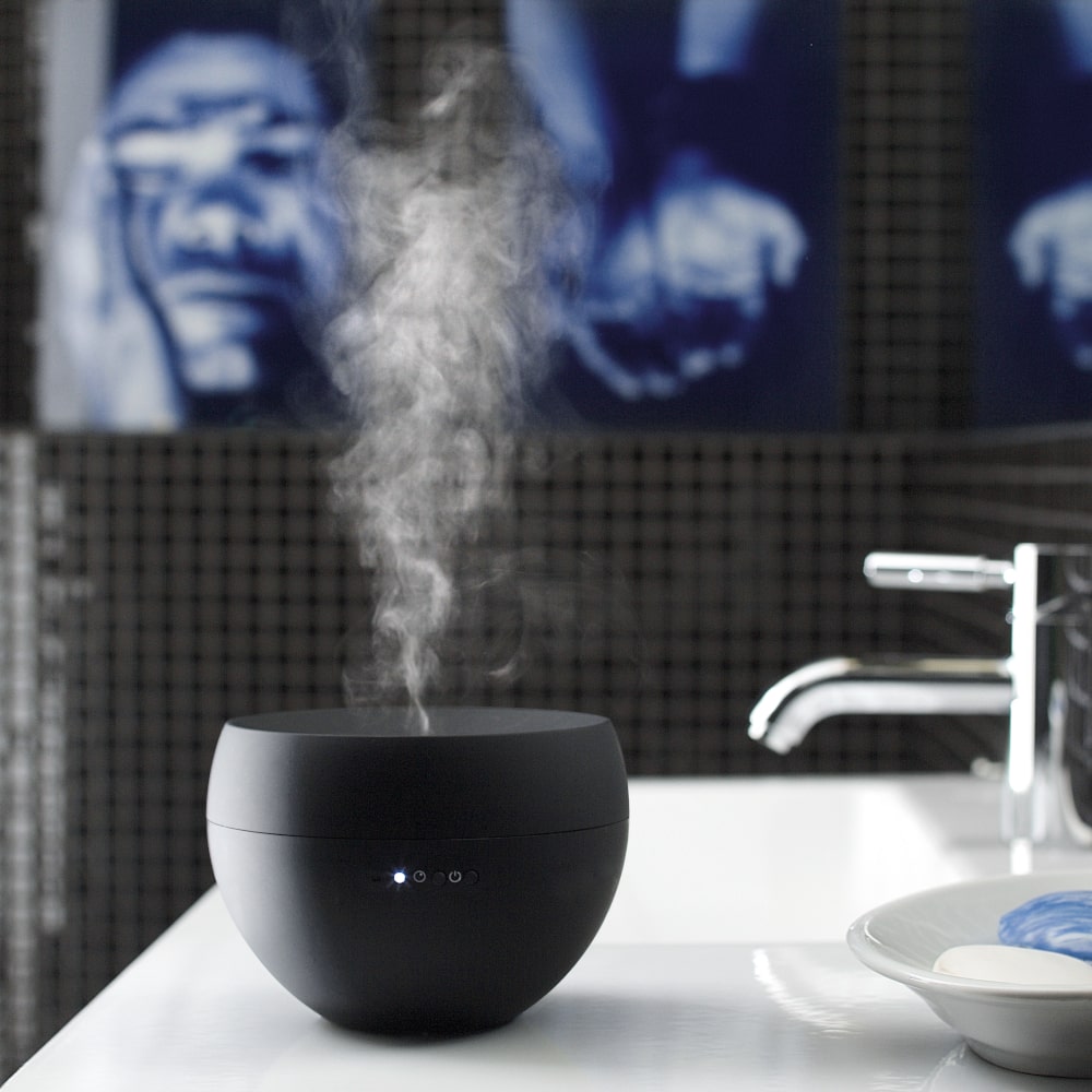 Stadler Form Jasmine Ultrasonic Aroma Diffuser Black in Bathroom - Aerify
