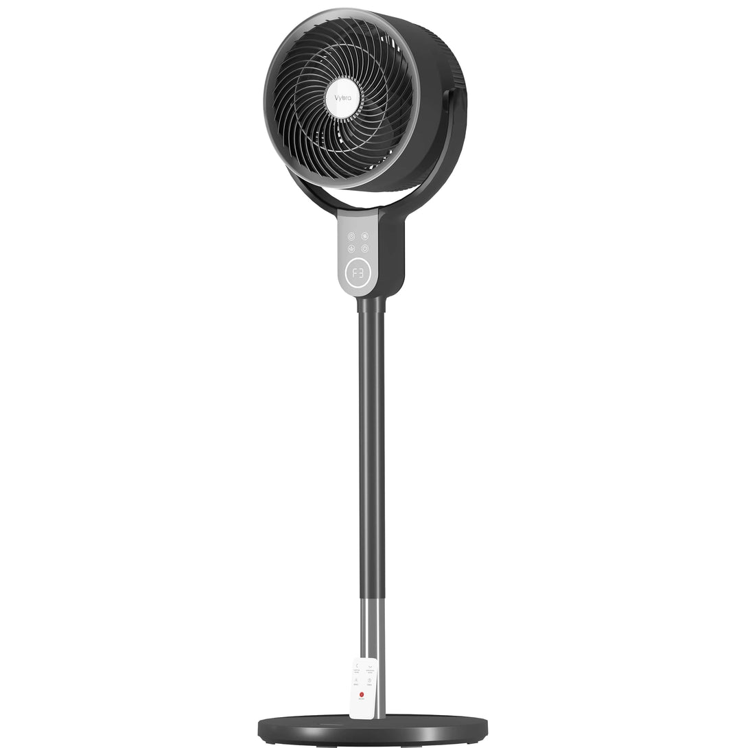 Vybra Oscillator Dual Height Pedestal Fan Graphite Front Left - Aerify