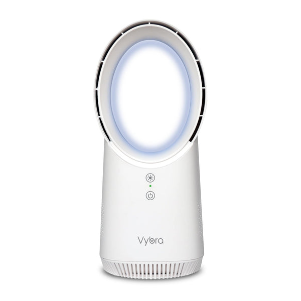 Vybra Solo Rechargeable Bladeless & Cordless Desktop Fan White Front - Aerify