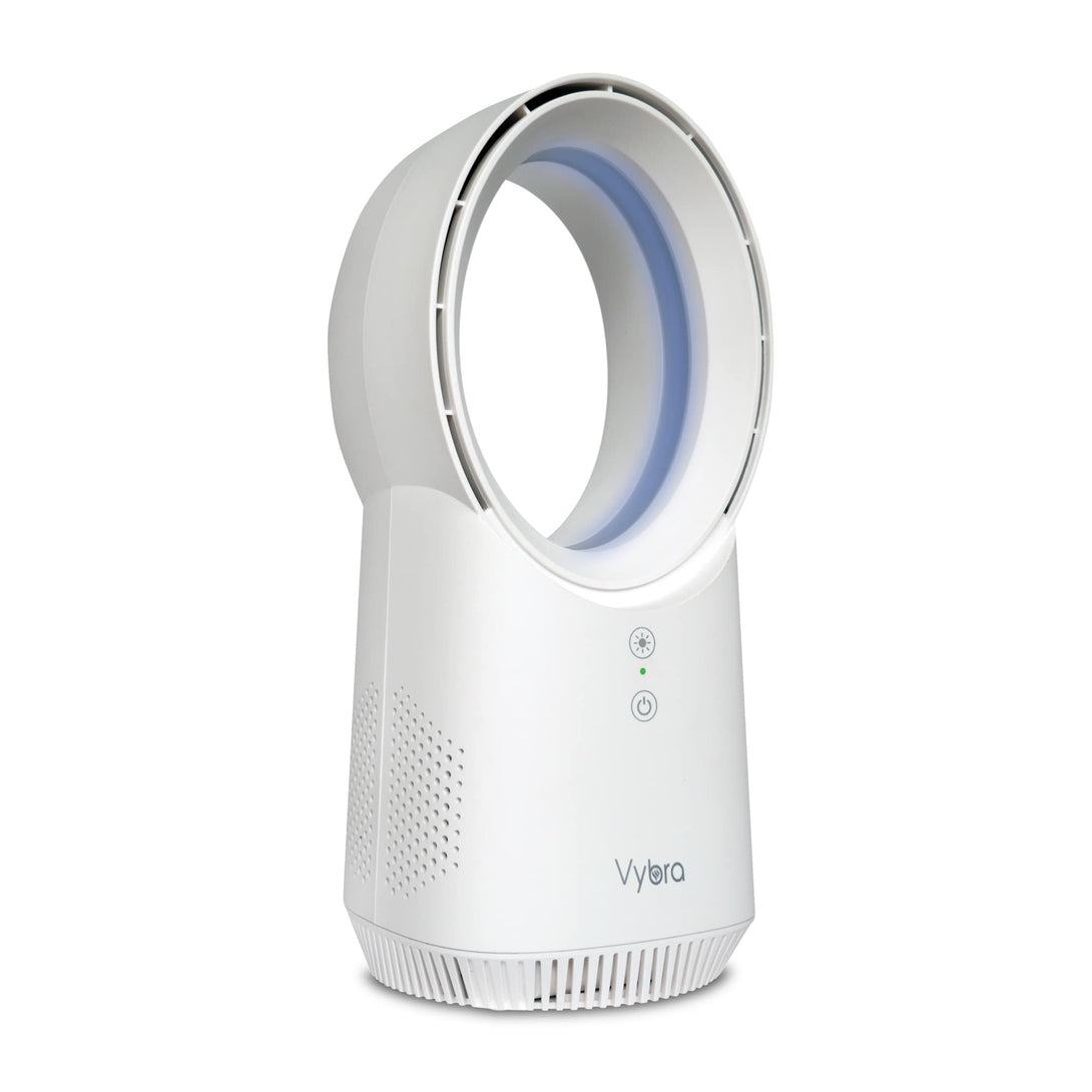 Vybra Solo Rechargeable Bladeless & Cordless Desktop Fan White Side - Aerify