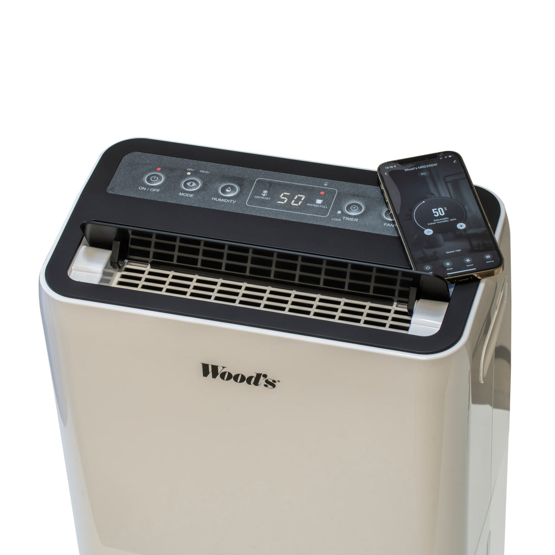 Woods MRD20GW Air Dehumidifier Refrigerant Wi-Fi Enabled 20LDay Top - Aerify