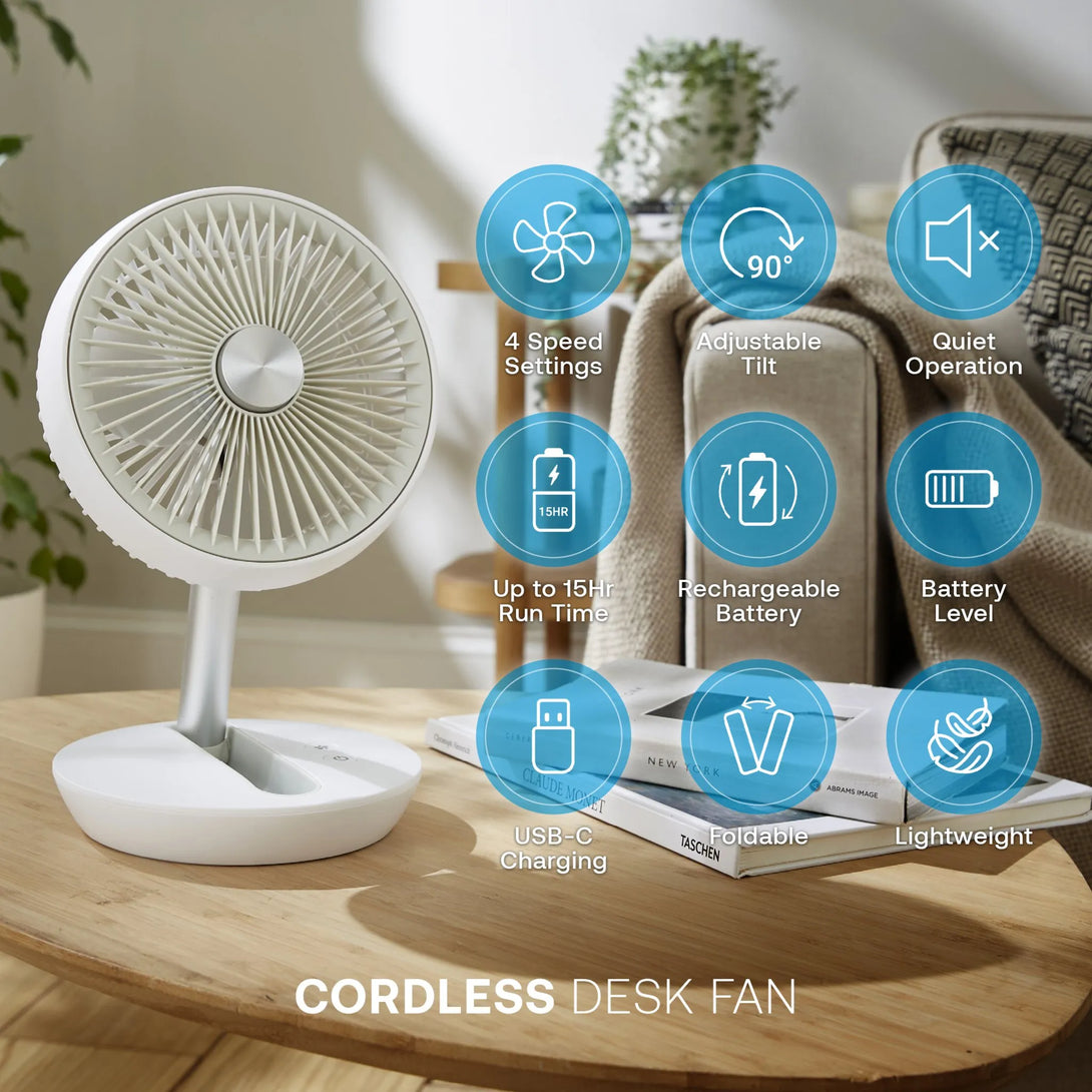 Dimplex DXRCFN Rechargeable Cordless Desk Fan With 36 dB Quiet Cooling ...