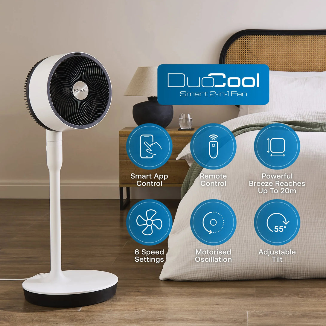 Dimplex Smart Rads Dimplex Duocool DXACF001 Smart 2‑in‑1 Fan With Wi‑Fi & 180° Oscillation ...