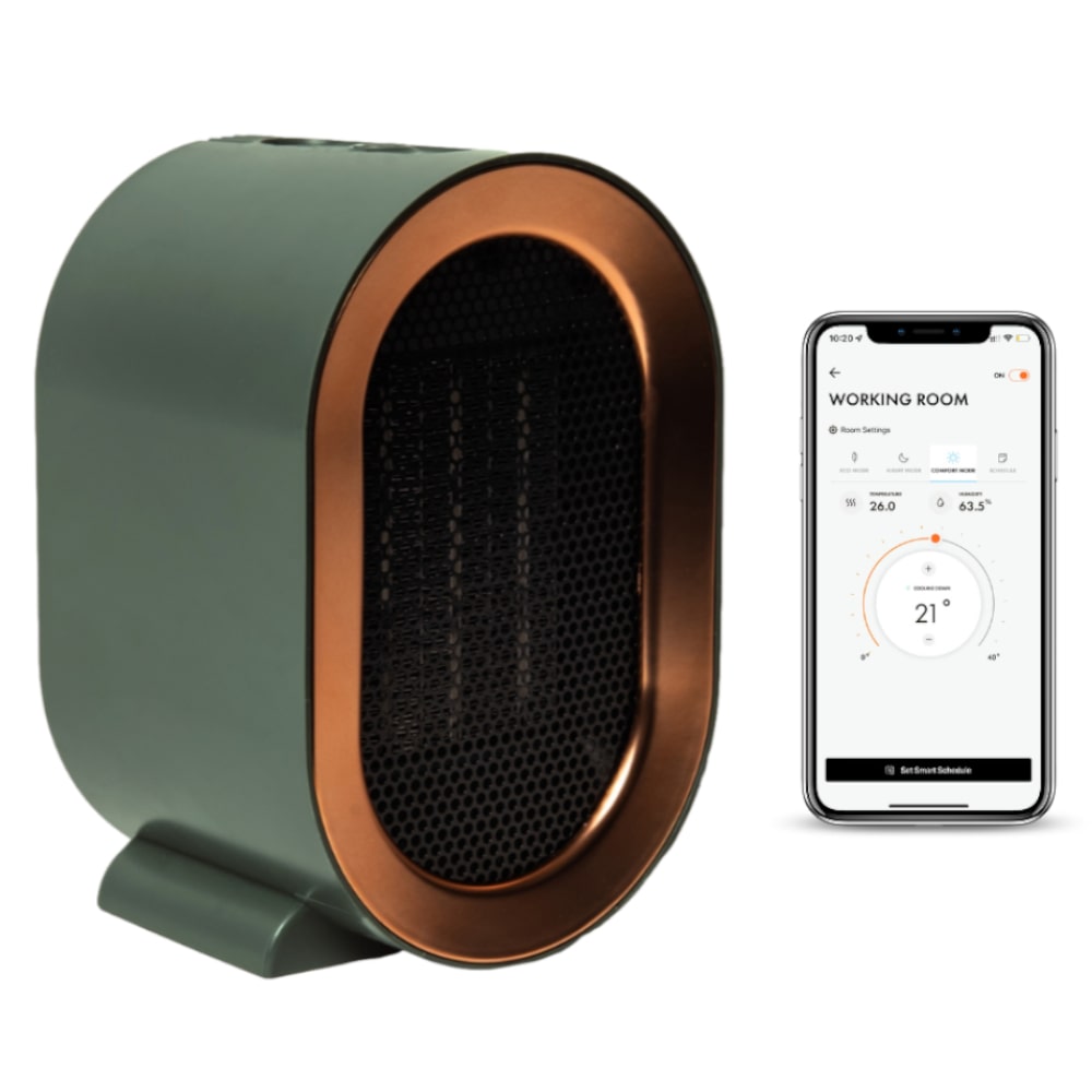 Boldr Fara Smart Ceramic Electric Heater With Optional Smart Functionality 800-1200 Watts Emerald Green - Aerify