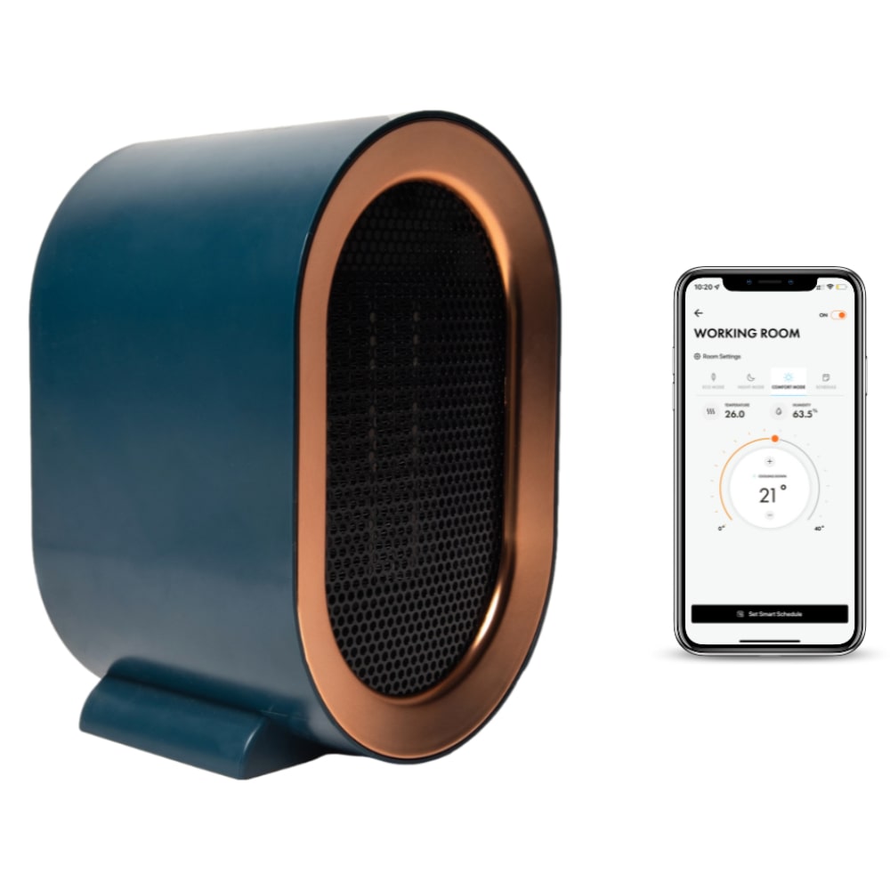 Boldr Fara Smart Ceramic Electric Heater With Optional Smart Functionality 800-1200 Watts Ocean Blue - Aerify