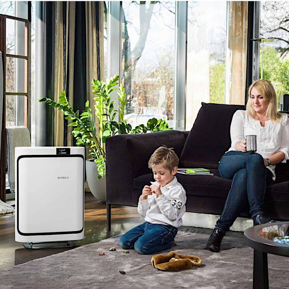 Boneco P500 Room Air Purifier In Living Room With Kid - Aerify
