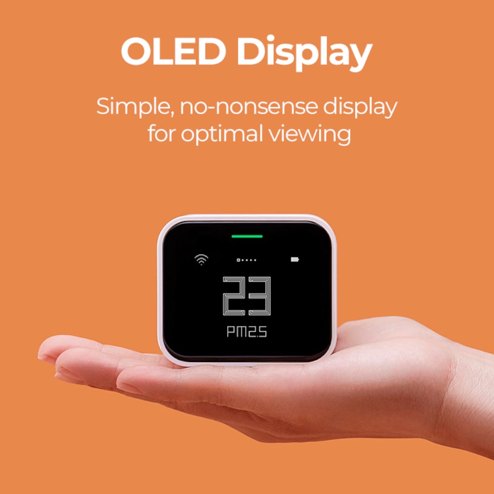 Qingping Lite 5-In-1 Air Quality Monitor PM2.5, PM10, CO2 & More OLED Display - Aerify