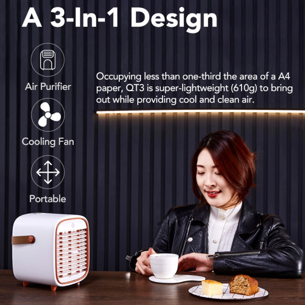 Smart Air QT3 Portable Air Purifier & Cooling Fan 3 In 1 Design - Aerify