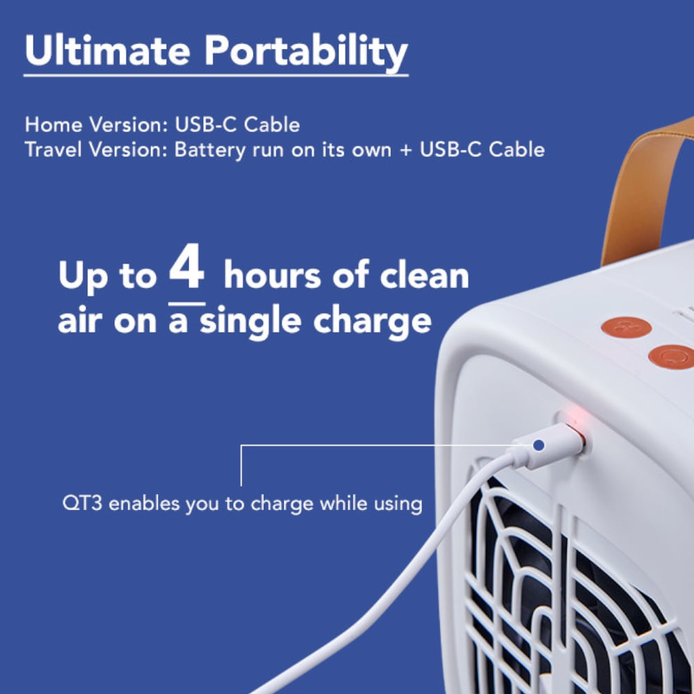 Smart Air QT3 Portable Air Purifier & Cooling Fan Ultimate Portability - Aerify