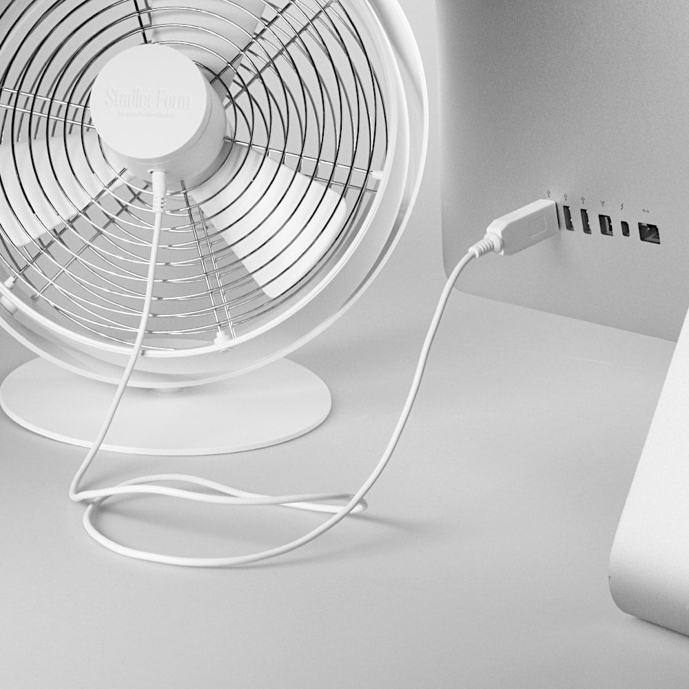 Stadler Form Tim Portable Desk Fan White USB Charging - Aerify