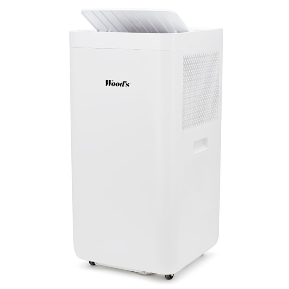 Woods AC Como 12K Portable Air Conditioner Front With Swing Flap Open - Aerify
