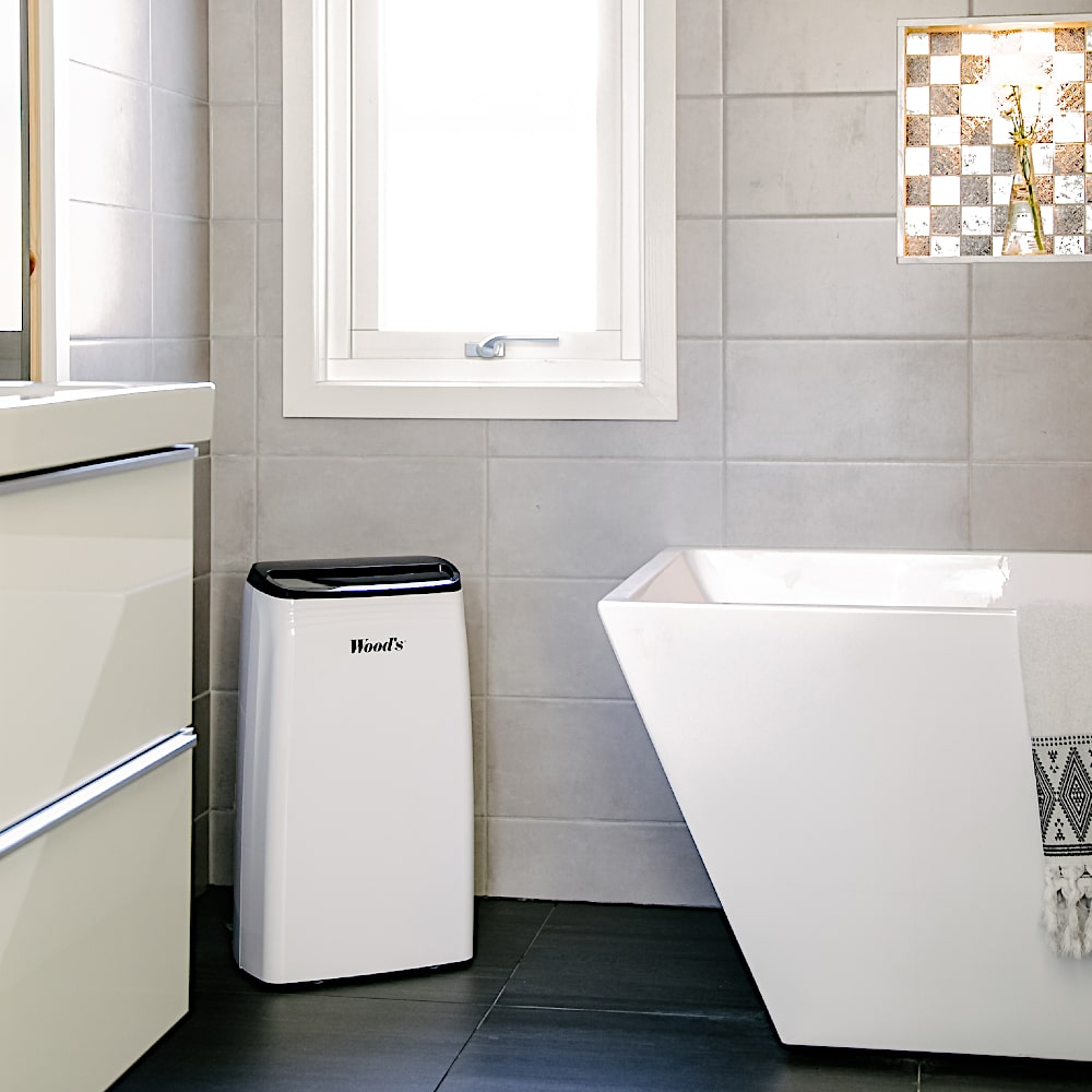 Woods MDK26 Air Dehumidifier Refrigerant 25LDay - 80 m2 In Bathroom - Aerify